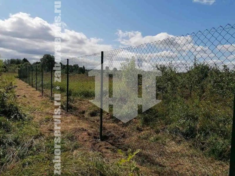 Забор из сетки рабицы с проволокой 125 метров