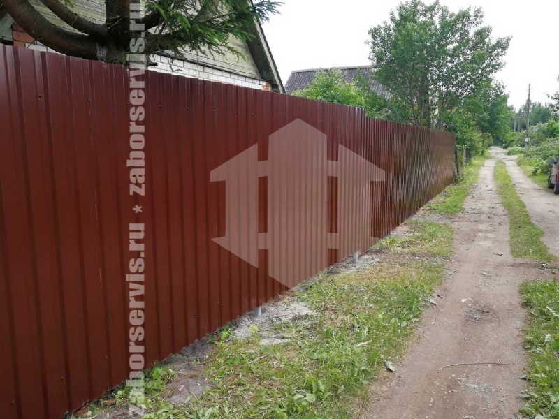 Забор из профнастила с бетонированием столбов 160 метров