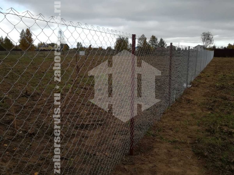 Забор из сетки рабицы с проволокой 54 метра